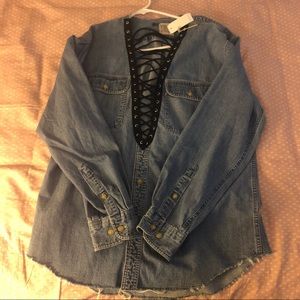 LF Chambray Lace Top